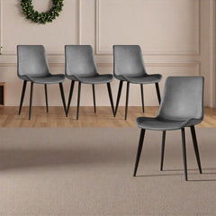Dining Chairs Set of 4, Modern Design Home Chairs, PU Leather Metal Dining Chairs for Kitchen Dining Room-Gray