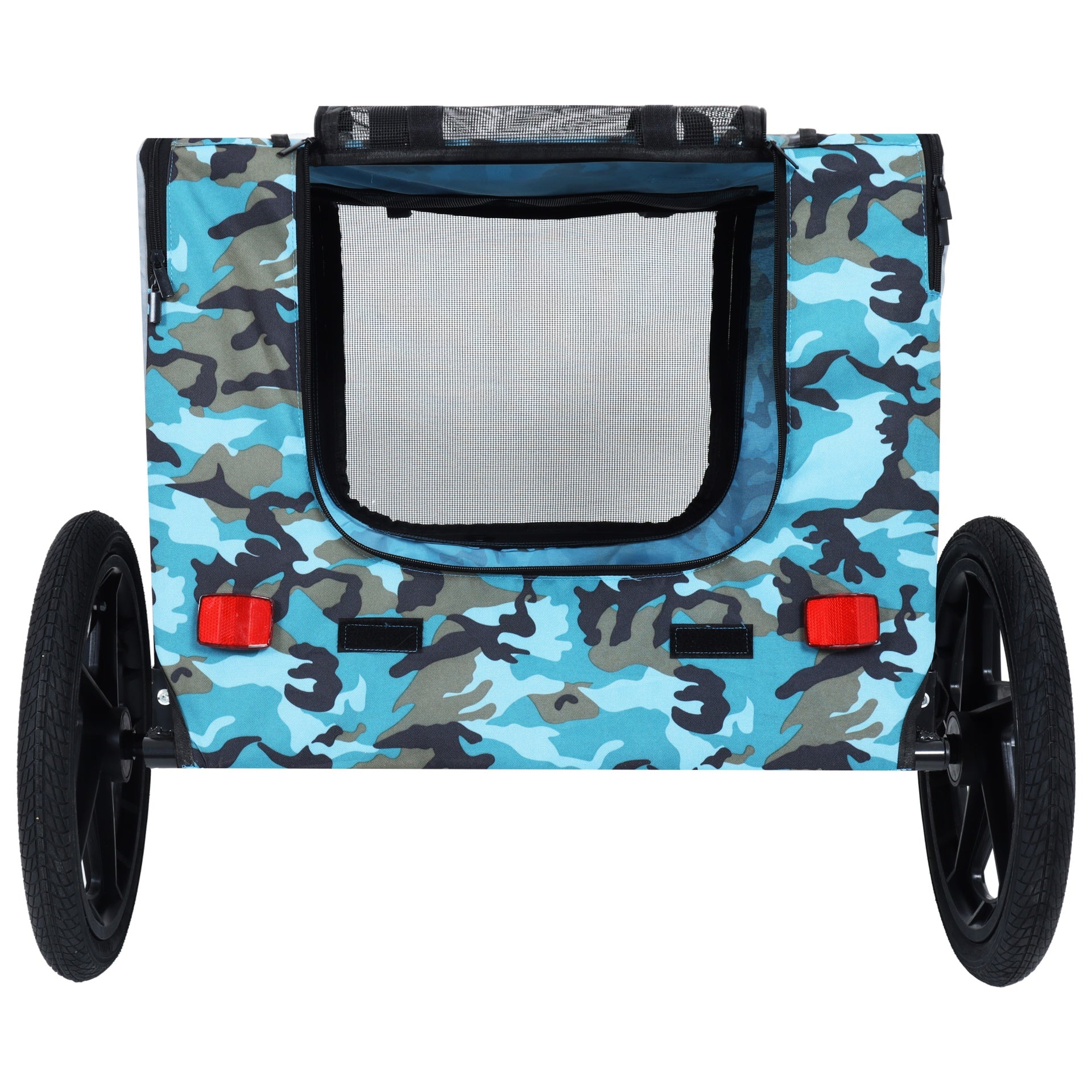 Outdoor Heavy Duty Collapsible Pet Bike Trailer with 16-Inch All-Terrain Wheels & Universal Hitch – Foldable Dog/Cargo Carrier Cart for Bicycles, blue, grey