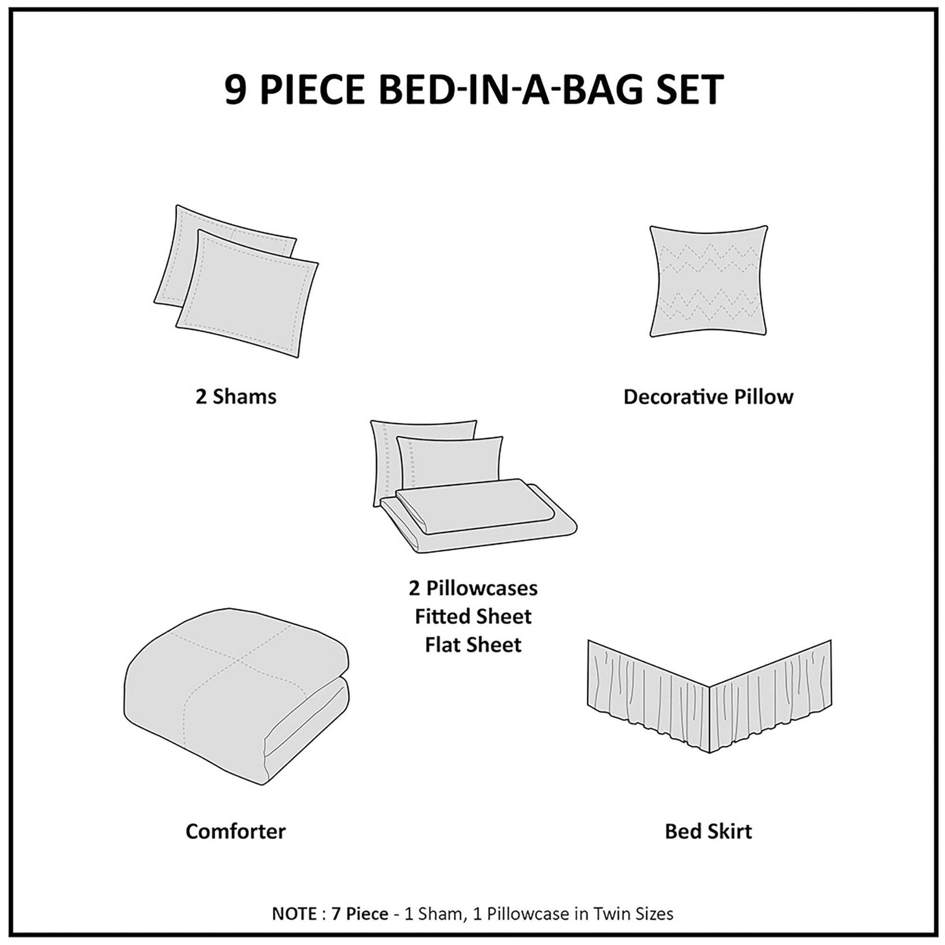 9-Piece Cal King 9 Piece Comforter Set with Cotton Bed Sheets,Navy