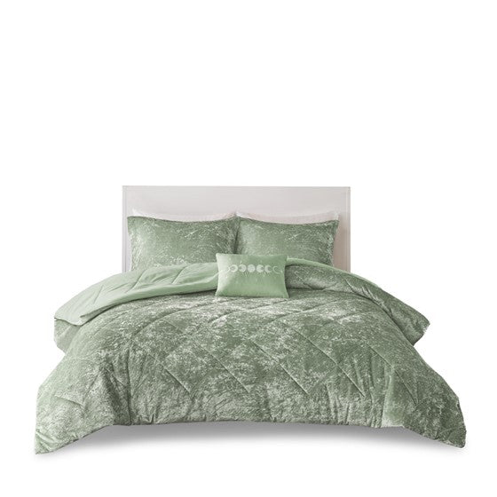 Full/Queen Velvet Comforter Set with Throw Pillow
