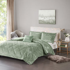 Full/Queen Velvet Comforter Set with Throw Pillow