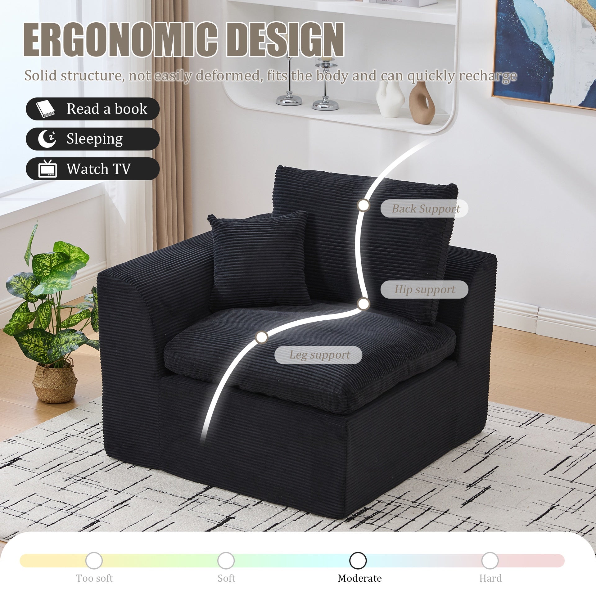 UNITED WE WIN Modular Sectional Sofa Cloud Couch,Comfy Cloud Modern Sofa,2 Seater with Cushion Covers Removable Furniture for Living Room Bedroom Apartments Dorms,No Assembly Required