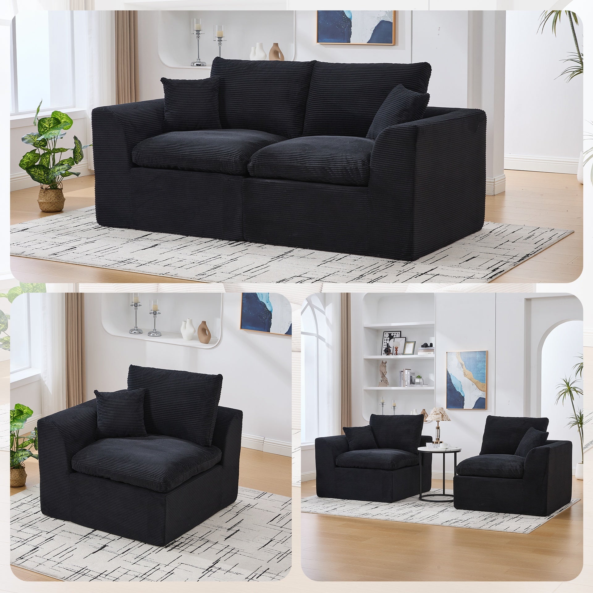 UNITED WE WIN Modular Sectional Sofa Cloud Couch,Comfy Cloud Modern Sofa,2 Seater with Cushion Covers Removable Furniture for Living Room Bedroom Apartments Dorms,No Assembly Required