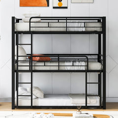 Metal Twin Size Triple Bunk Bed, Black(Old SKU: SM000230AAB-1)
