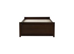 Twin Size Bed with 2 Drawers, Solid Rubber Wood Bed,Espresso