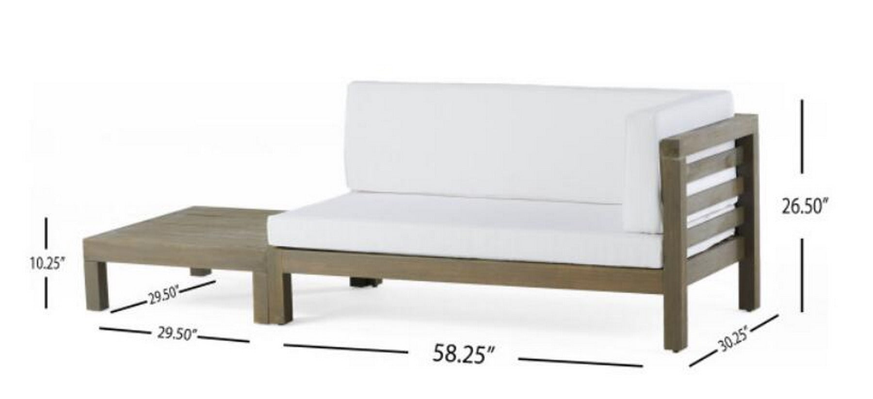 OANA RIGHT CORNER BENCH AND COFFEE TABLE, WHITE