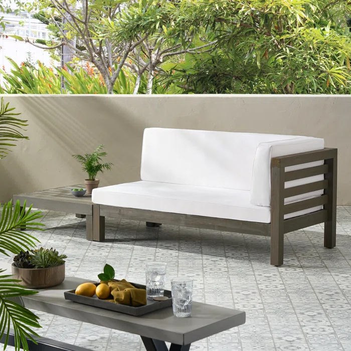 OANA RIGHT CORNER BENCH AND COFFEE TABLE, WHITE