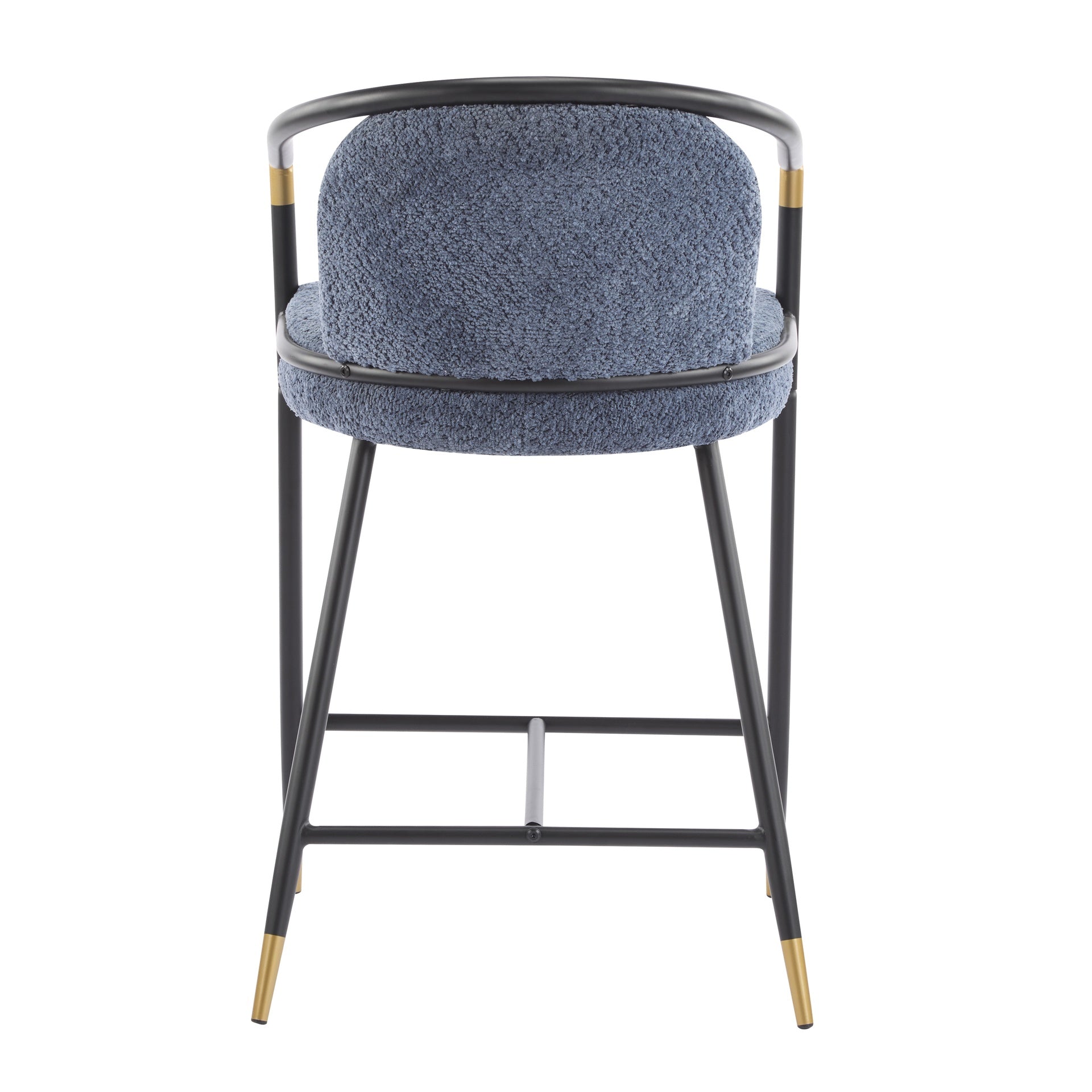 26" H Upholstered Counter Stool with Metal Frame (Set of 2)-Navy blue