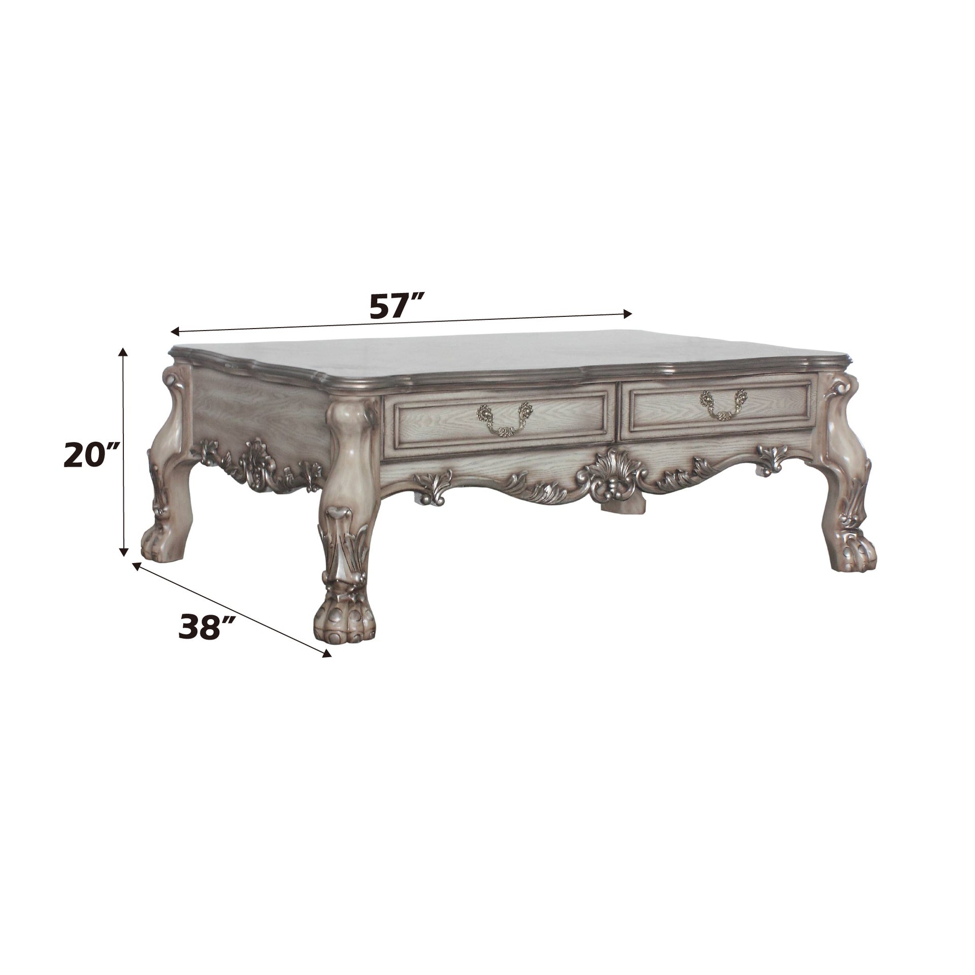 Dresden Vintage Bone White Finish Coffee Table
