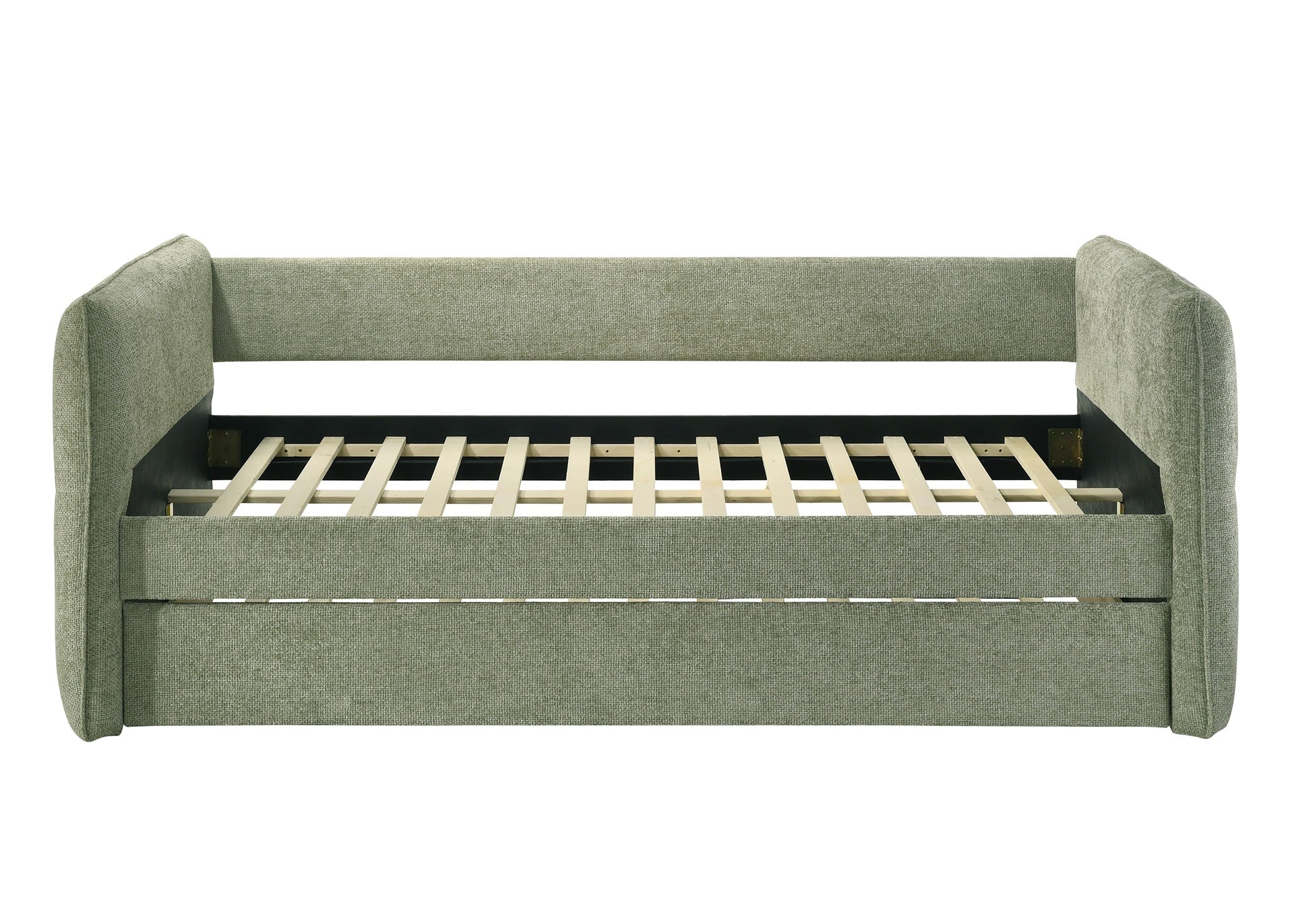 Luxurious 1pc Modern Daybed Pull Out Trundle Button Tufted Nailhead Trim Bedroom Living Room Furniture Light Green Finish