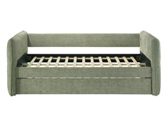 Luxurious 1pc Modern Daybed Pull Out Trundle Button Tufted Nailhead Trim Bedroom Living Room Furniture Light Green Finish
