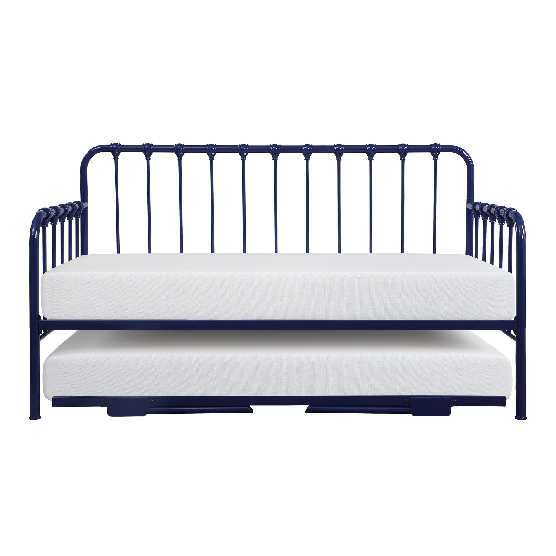 Daybed with Lift-up Trundle 1pc Navy Blue Finish Metal Frame Classic Design Home Furniture