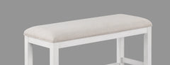 1Pc Transitional White Finish Fabric Upholstered Counter-Height Dining Bench