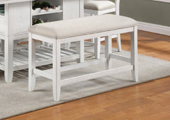 1Pc Transitional White Finish Fabric Upholstered Counter-Height Dining Bench