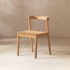 Capri Woven Seat Oak Wood Dining Chair Natural Brown Red Oak