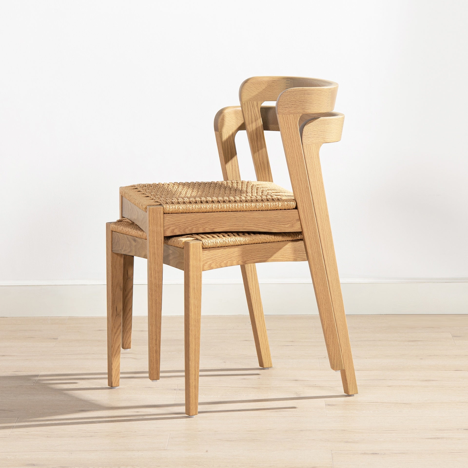 Capri Woven Seat Oak Wood Dining Chair Natural Brown Red Oak