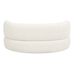 Shep 36" Curved Dog Sofa Bed, Medium, Ivory White Boucle
