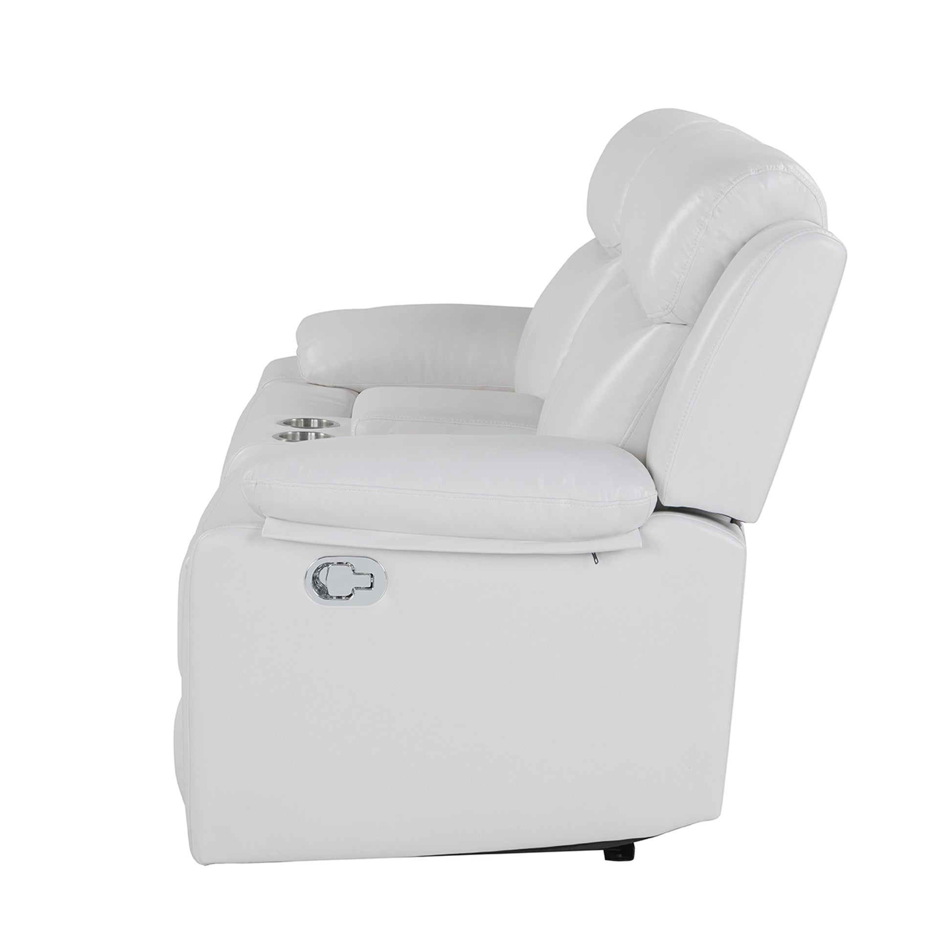 Blanche White Console Reclining Loveseat with LED Lights and Speakers