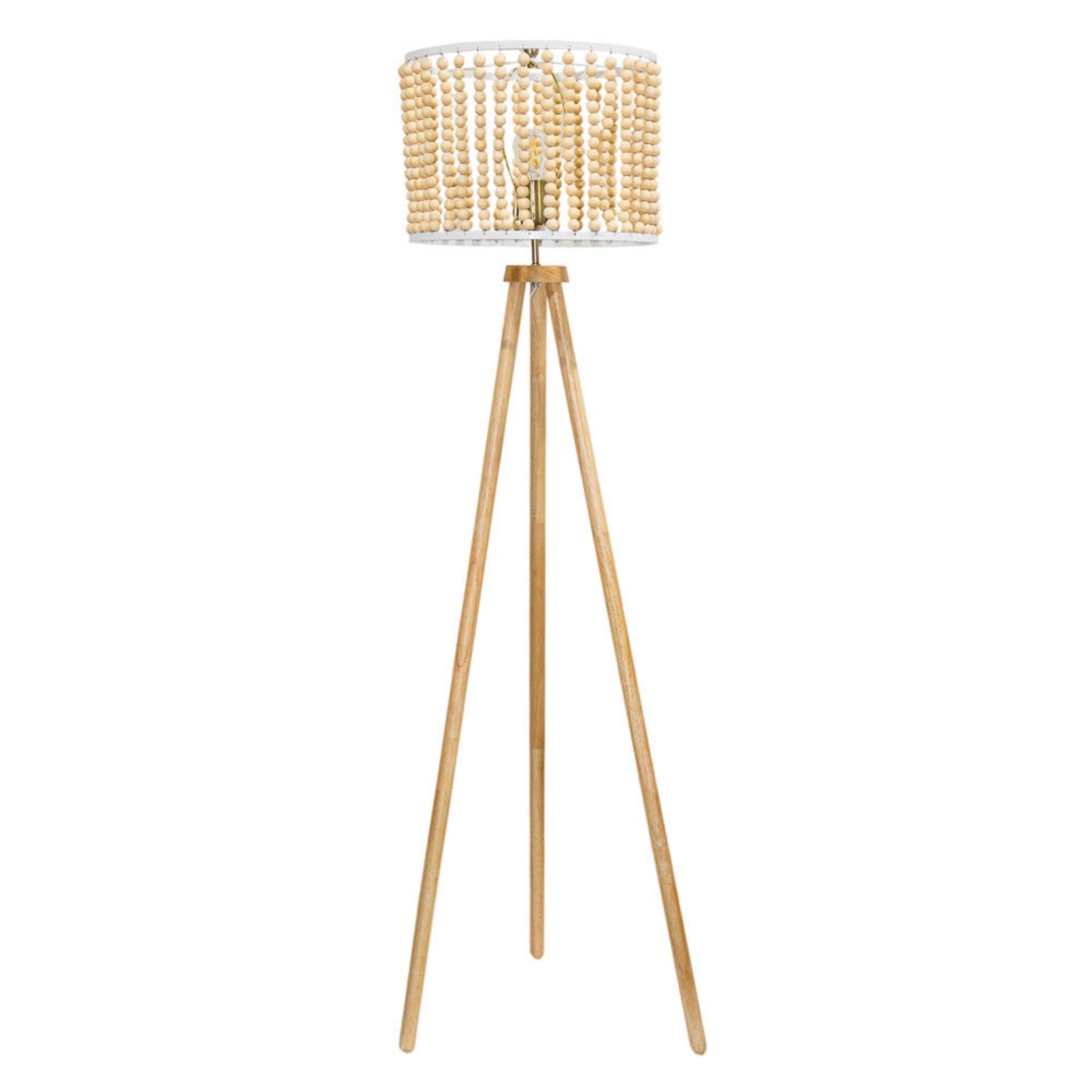 Reading Floor Lamp, Standing Light for Living Room Chair, Bedside & Study Area, Brillo Three Legged Floor Lamp Natural 110V