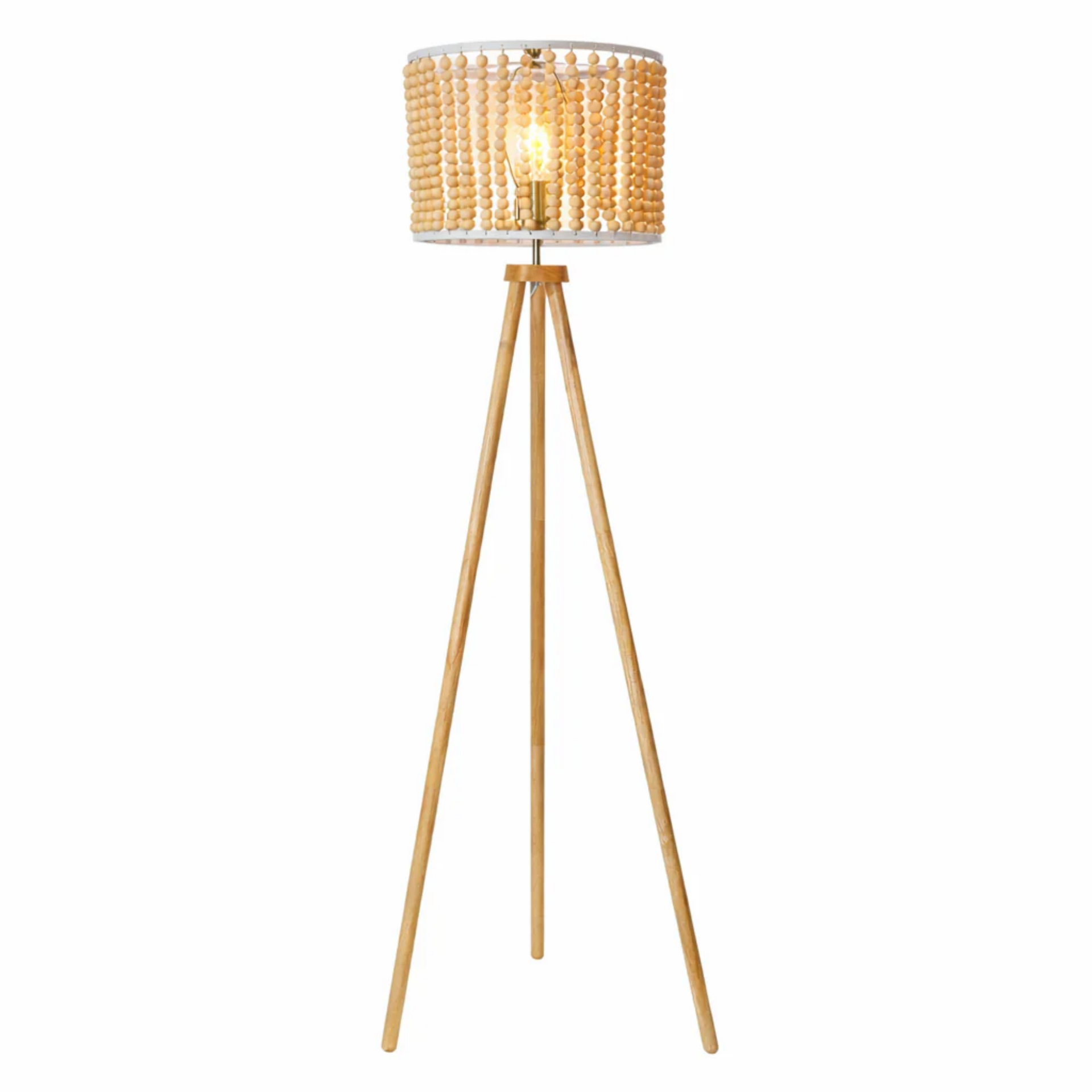 Reading Floor Lamp, Standing Light for Living Room Chair, Bedside & Study Area, Brillo Three Legged Floor Lamp Natural 110V