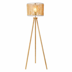 Reading Floor Lamp, Standing Light for Living Room Chair, Bedside & Study Area, Brillo Three Legged Floor Lamp Natural 110V