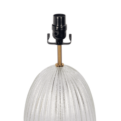 Aurora Ribbed Glass Lamp Base Clear Table Lamp Large Linen Shade
