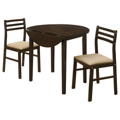 Cappuccino and Tan 3-piece Dining Set with Drop Leaf