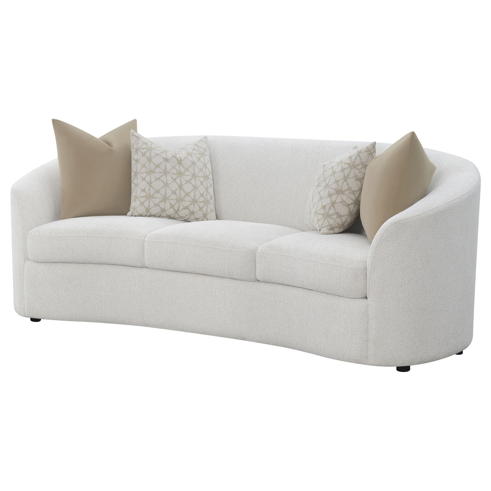 Rory Latte Sloped Arms Sofa with Pillows