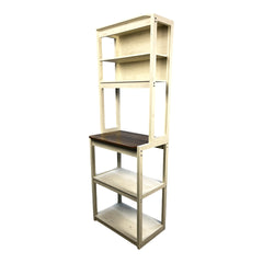 23.62" White and Rustic Brown color 5-Tier Bakers Rack for Kitchen with Storage, Coffee Bar, Kitchen Shelves,  Microwave Stand