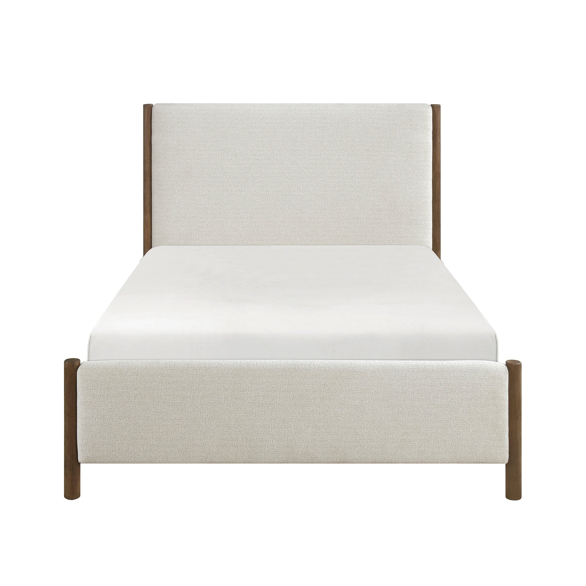 Modern Contemporary Bedroom 1pc Queen Platform Bed Soft Beige Chenille Fabric Upholstered Bed Solid Wood Furniture