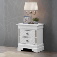 Sophisticated White Pearl Nightstand