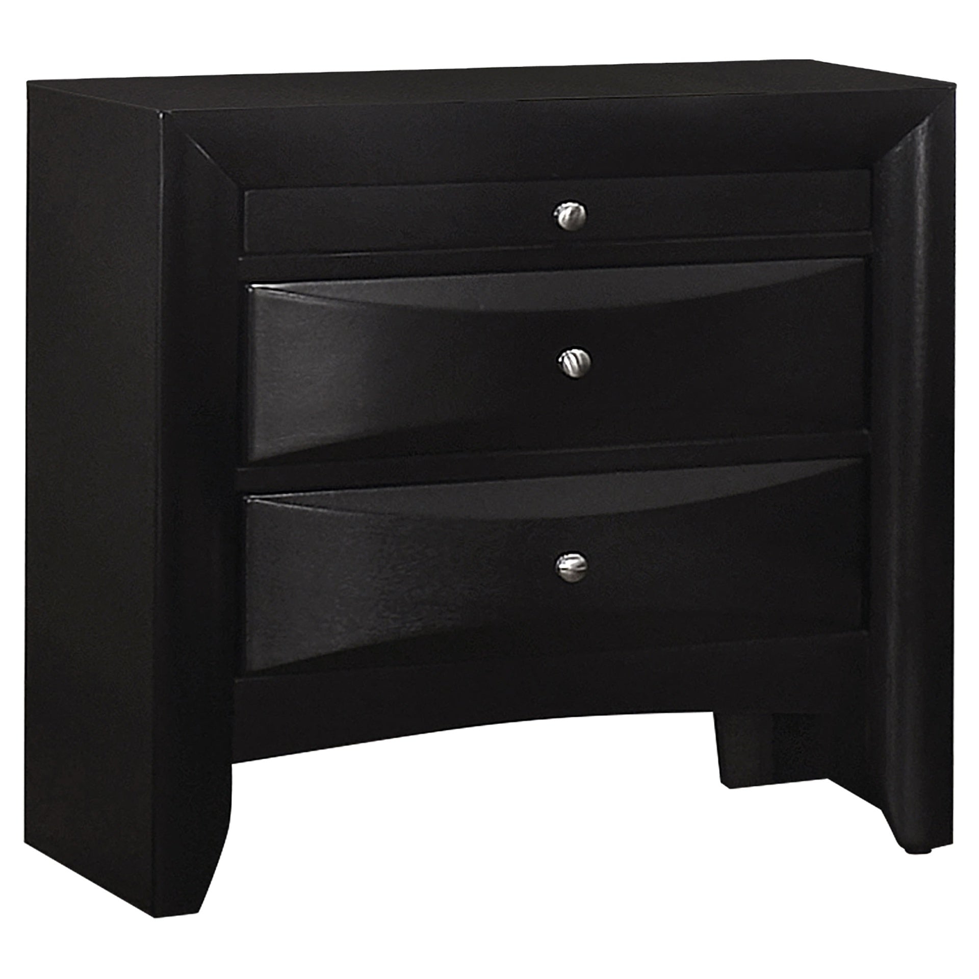 Vollenhove Black 2-Drawer Nightstand with Pull-out Tray