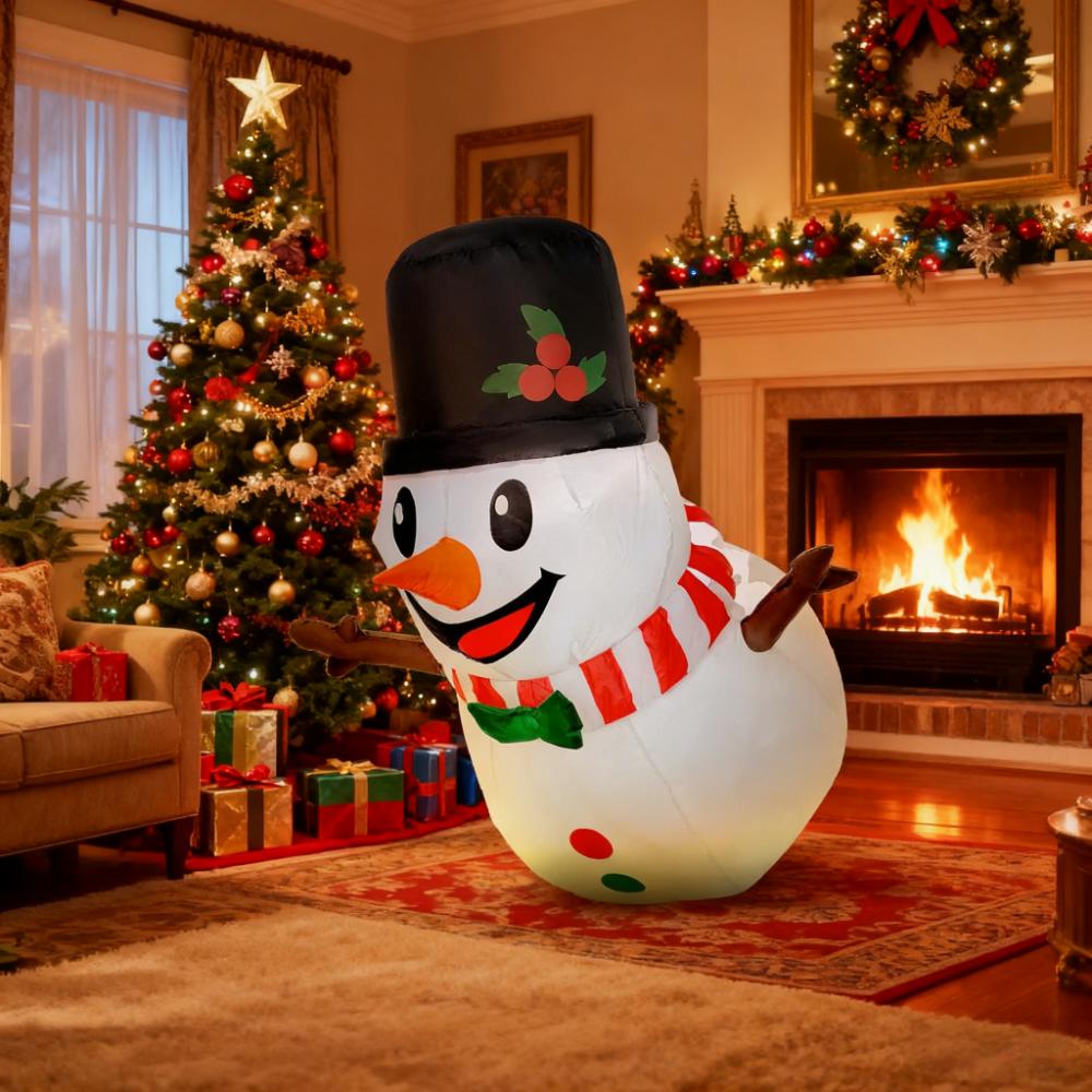 3.4' Blow-Up Outdoor Christmas Display Inflatable Hanging Snowman w/ LED Lights