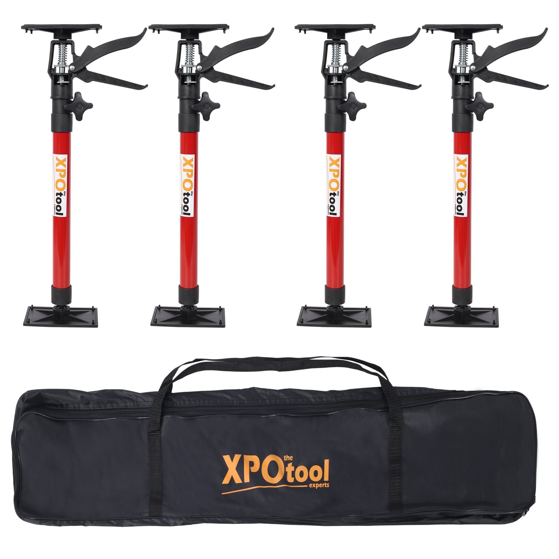 4 Pack Adjustable Support Pole,Steel 3rd Hand Support System,Support Rod for Jacks Cargo Bars Drywalls,Cabinet Jacks for Installing Cabinets,Extends from 20 to 45 Inch ,with carry bag