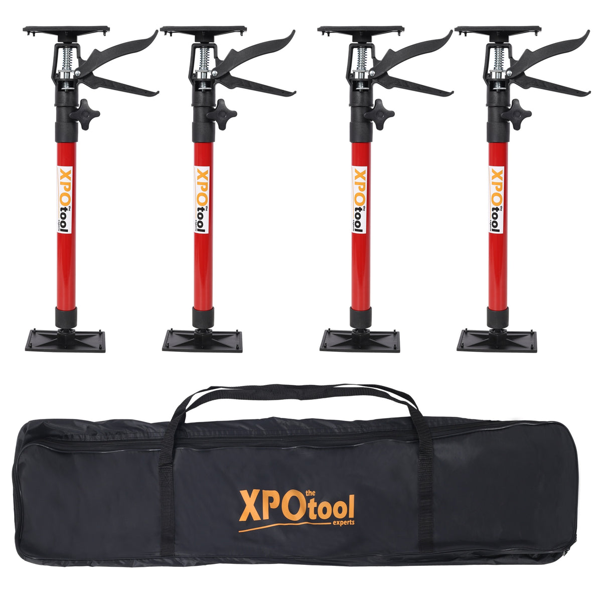 4 Pack Adjustable Support Pole,Steel 3rd Hand Support System,Support Rod for Jacks Cargo Bars Drywalls,Cabinet Jacks for Installing Cabinets,Extends from 20 to 45 Inch ,with carry bag