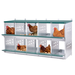 10-Bay Metal Nest Box-Wall Mount for Hens/Ducks, Easy Egg Collection & Assembly, Vented Galvanized Steel Coop Equipment Grenn