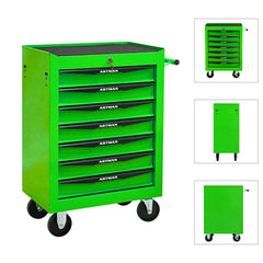 Rolling Metal Tool Chest with 7 Drawers, 20" 7-Drawer Tool Chest Cabinet with Ball Bearing Drawer Slides, Steel Tool Storage Box Organizer -GREEN
