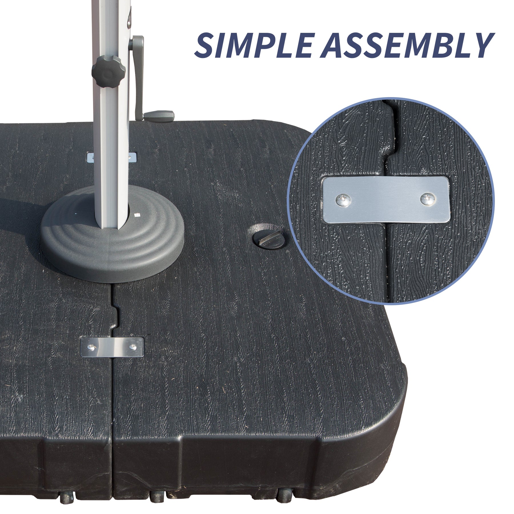 Patio Umbrella Base with Wheels, Water & Sand Filled Weighted Base for Most Cantilever Offset Umbrella, 300LBS, Square, Black, 38'' X 38''