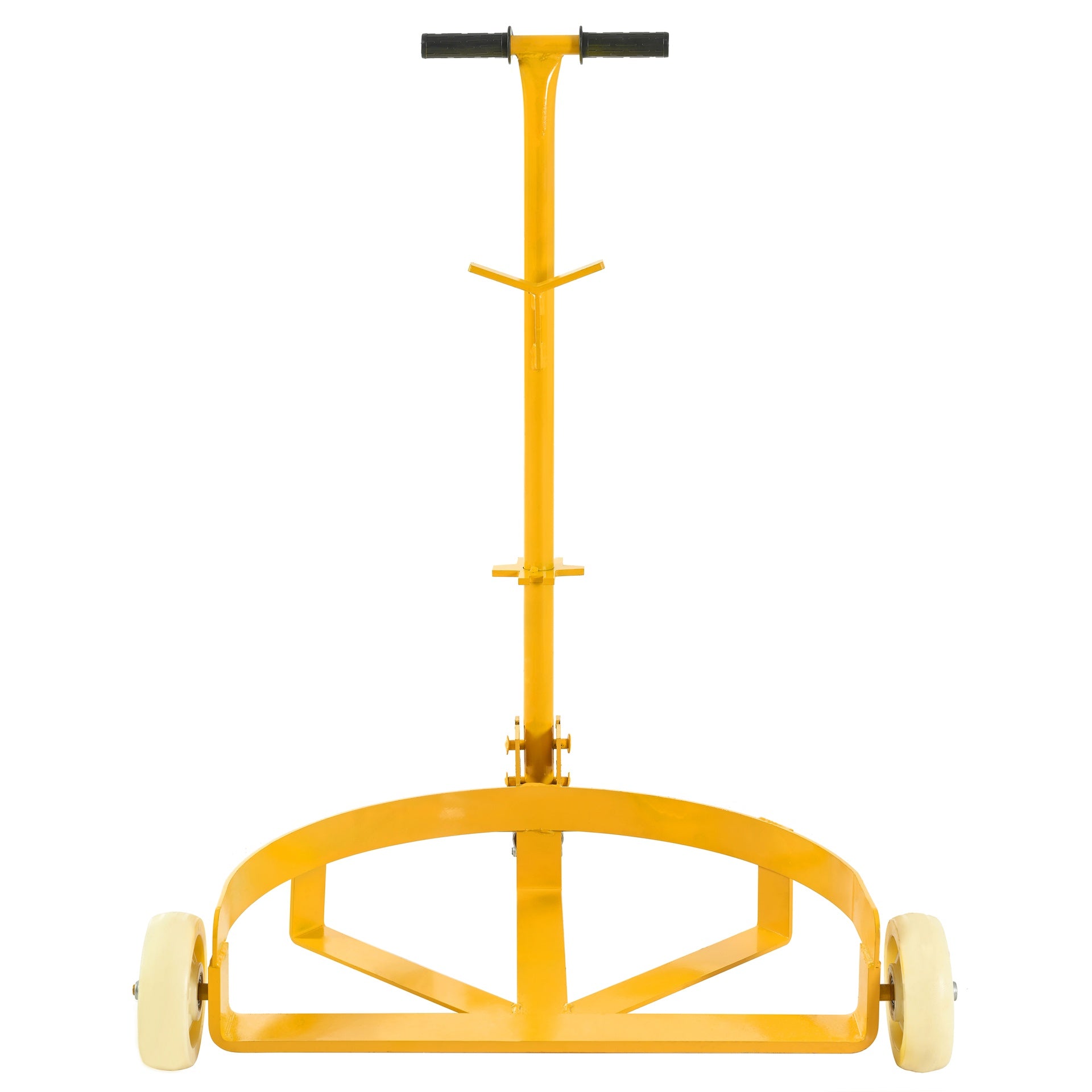55 Gallon Drum Dolly, 1200lbs capacity, with 2 fixed PU Wheels and 1 swivel wheel - Low Profile Steel Oil Drum Caddy Oil Barrel Drum Roller Hand Cart