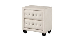 Sophia Modern Style Crystal Tufted 2-Drawer Nightstand Upholstered with Velvet Fabric Made with Wood in Cream same as G150108592 (NJ inventory)