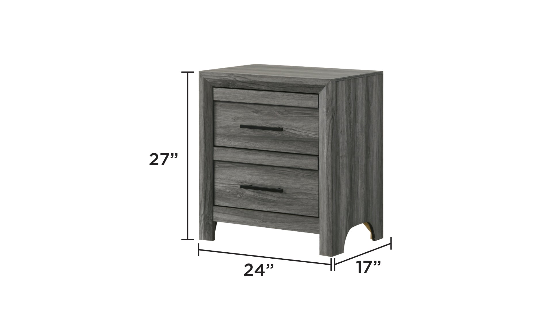 Denver Modern Style 2-Drawer Night stand Made with Wood in Gray  same as G150108547  (NJ inventory)