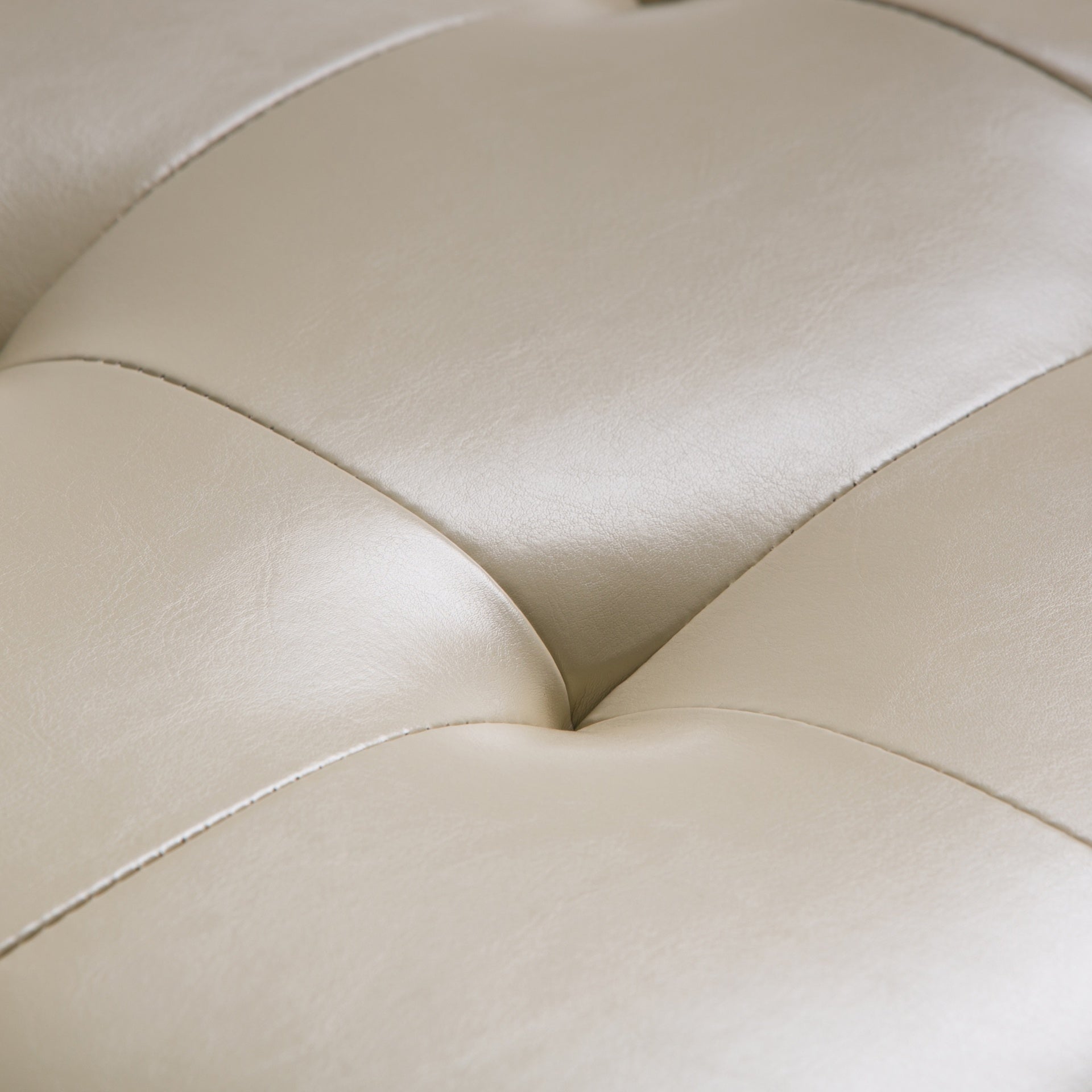Cosmopolitan 34 inch Wide Storage Ottoman in Satin Cream Vegan Leather