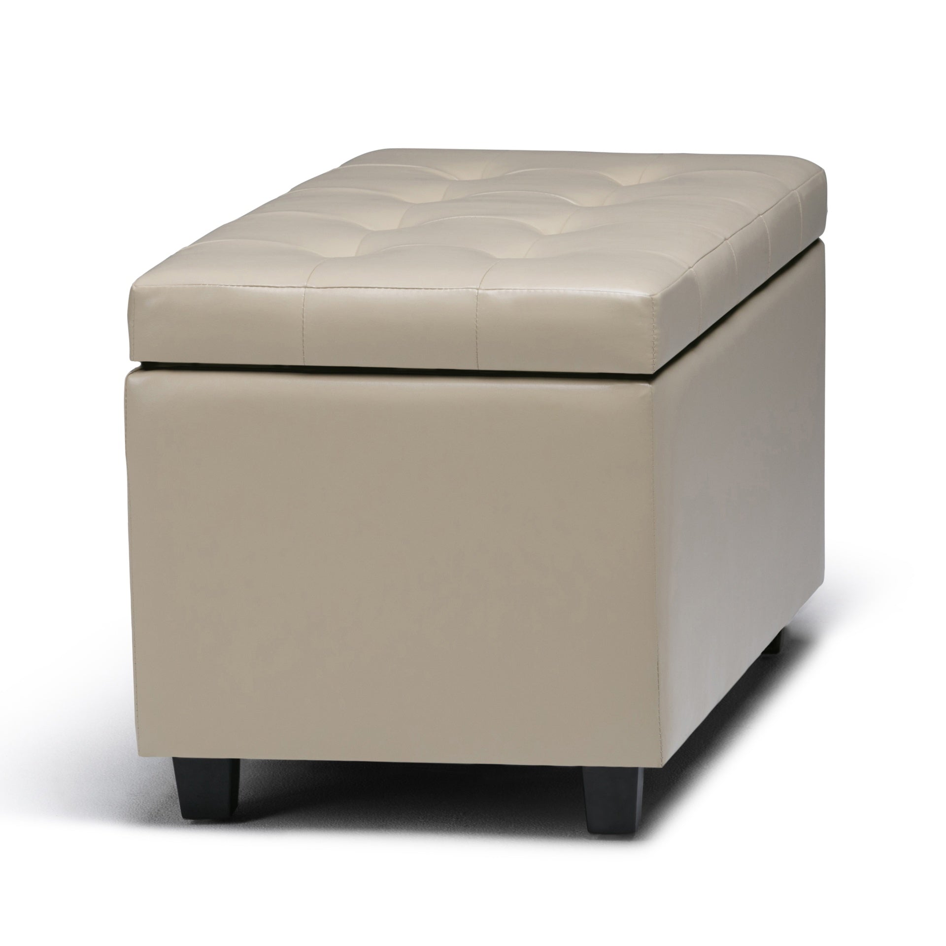 Cosmopolitan 34 inch Wide Storage Ottoman in Satin Cream Vegan Leather