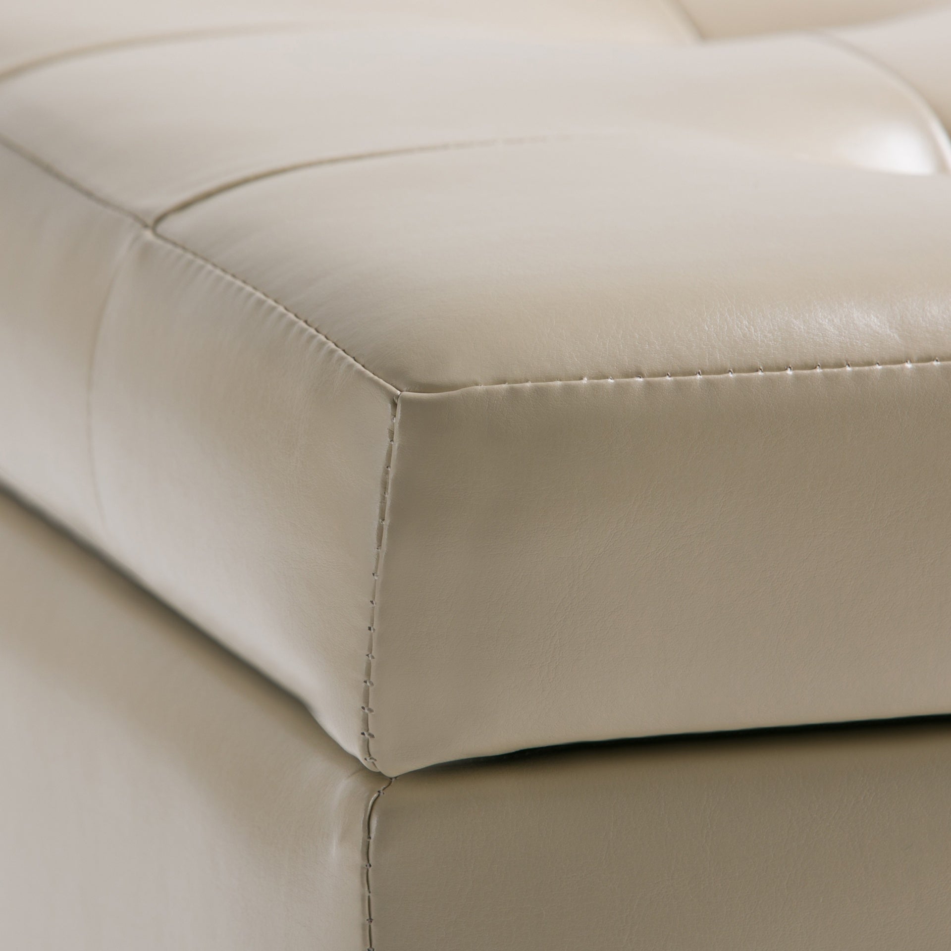 Cosmopolitan 34 inch Wide Storage Ottoman in Satin Cream Vegan Leather