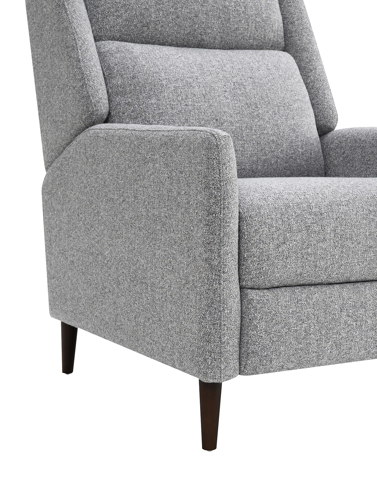 Pushback Manual Recliner High Back Channel Detail Tapered Legs Leathered Upholstery Gray Finish Primary Living Room