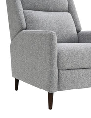 Pushback Manual Recliner High Back Channel Detail Tapered Legs Leathered Upholstery Gray Finish Primary Living Room
