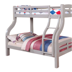 Transitional Style Twin Over Full Bunk Bed Attached Curved Ladder Upper Bed Rails Bold & Curved Wood Design