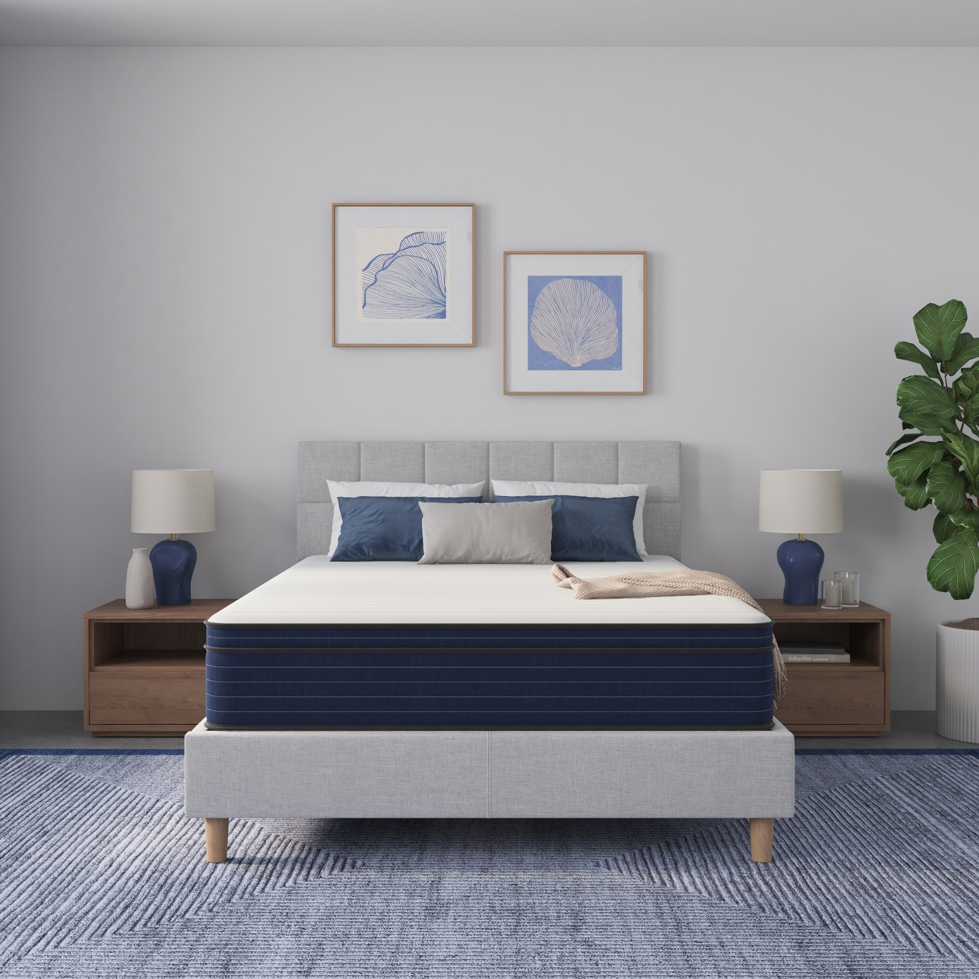 12 Inch Queen size Medium Firm Euro Top Hybrid Cooling Gel Infused Pocket Spring and Memory Foam Mattress, Bed in a Box, CertiPUR-US Certified