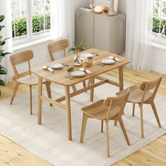 Dining Table for 4-6 Person, Rectangular Wood Kitchen Table, Modern Dinner Table with Sturdy Metal Frame for Dining Room, Kitchen, 47.2 inch, Nature