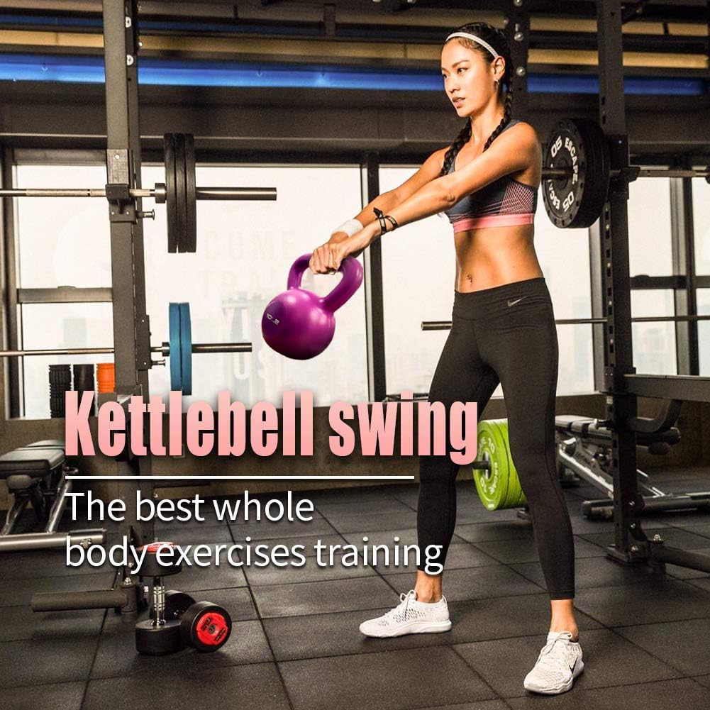 10lbs Kettlebell Set, Strength Training Kettlebells Weight Set for Women, Vinyl Coated Kettle Bell for Home Gym Workout Weight Lifting Equipment, Comfortable Grip Wide Handle Weights